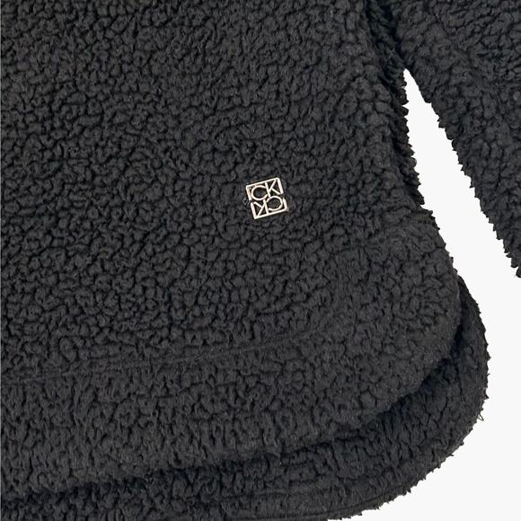 CALVIN KLEIN Women’s Half-Zip Fleece Sweater (Black | Size M) - Picture 4 of 6
